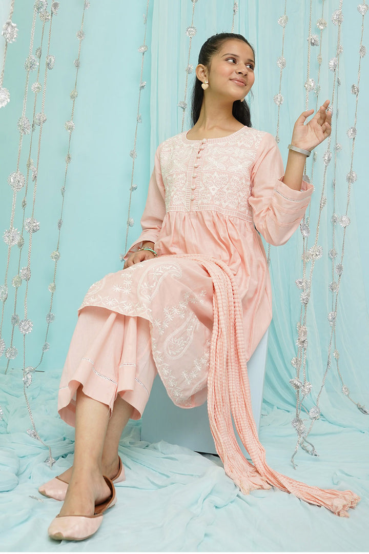 Cotton Embroidered 3 Pc Suit - Wear Ochre