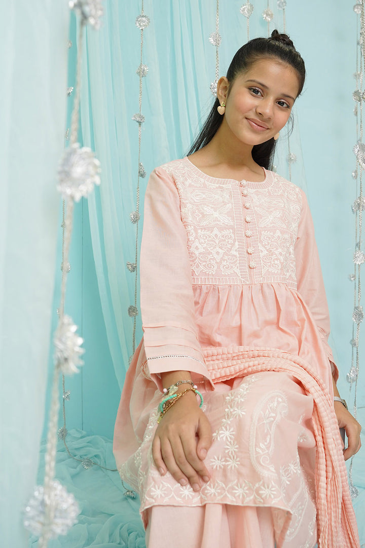 Cotton Embroidered 3 Pc Suit - Wear Ochre