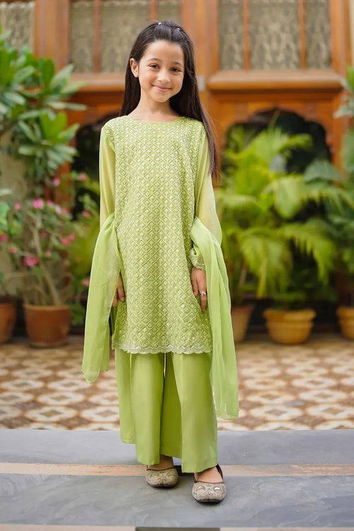 Best Chiffon Embroidered 3 Pc Suit - Wear Ochre -