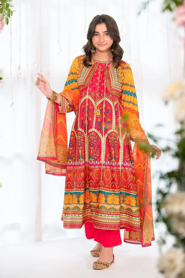 Best Herringbone Digital Printed 3 Pc Suit - Wear Ochre -