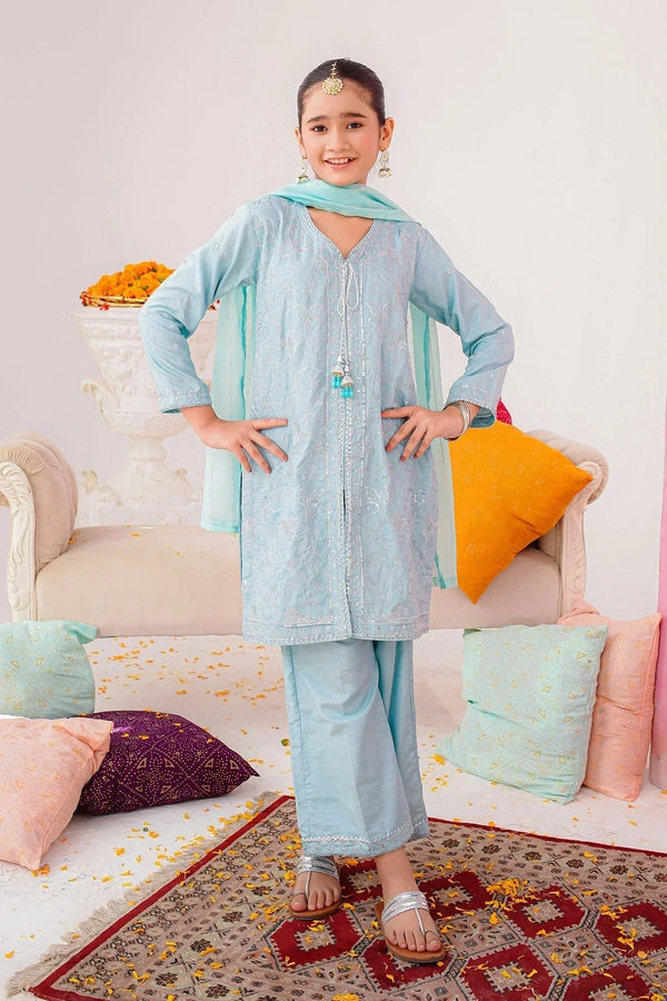 Best Cotton Silk Embroidered 3 Pc Suit - Wear Ochre -