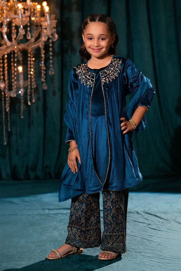 Best Velvet Hand Adda Work 3 Pc Suit Mini - Wear Ochre -