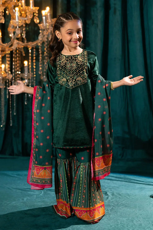 Best Velvet Hand Adda Work 3 Pc Suit Mini - Wear Ochre -