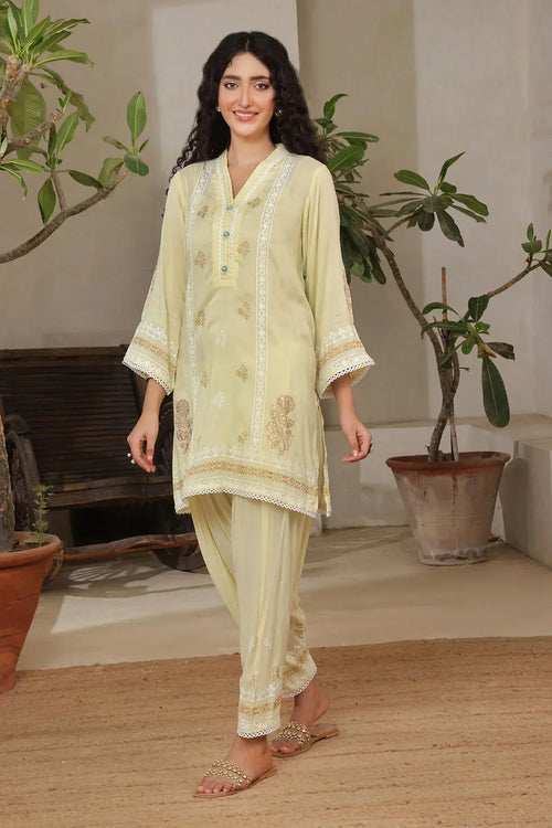 Elegant women’s co-ord set by Ochre Clothing featuring a printed 2-piece outfit