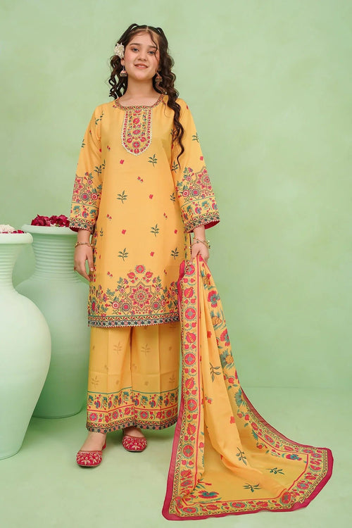 Best Poly Lawn Digital Printed 3 Pc Suit - Wear Ochre -
