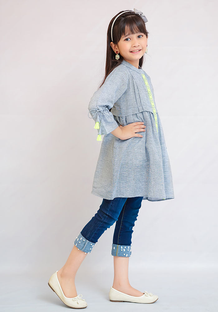 Chambray Embroidered Top - Wear Ochre