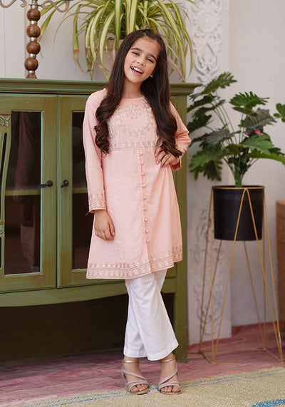 Chambray Cotton Embroidered 2 Pc Suit