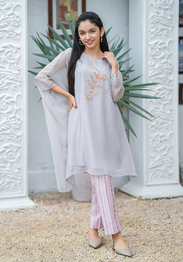 Chiffon Hand Work 2 Pc Suit - Wear Ochre