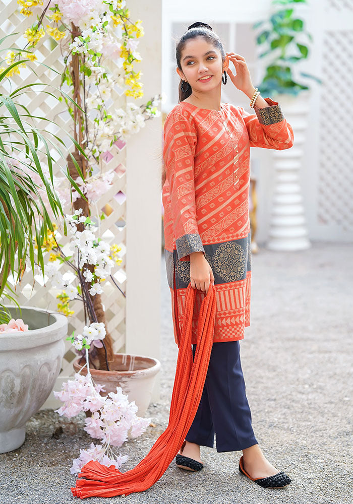 Cotton Jacquard 3 Pc Suit - Wear Ochre