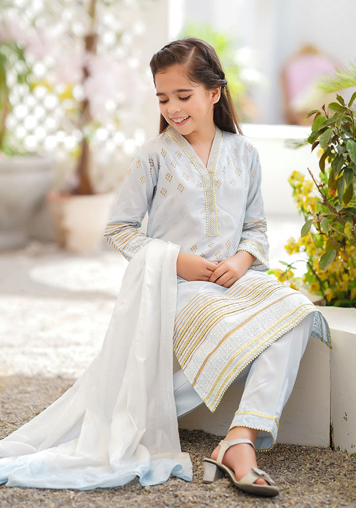Cotton Silk Block Printed 3 Pc Suit - Wear Ochre