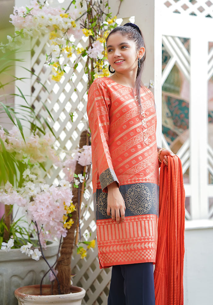 Cotton Jacquard 3 Pc Suit - Wear Ochre