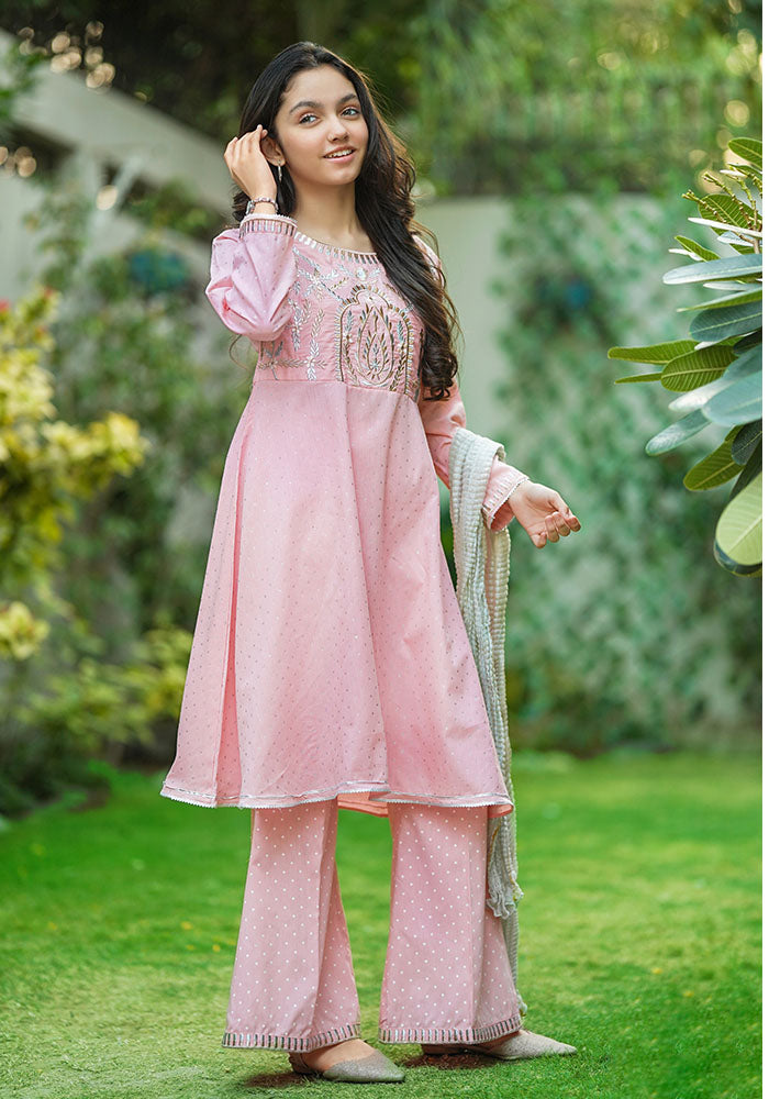 Cotton Embroidered 3 Pc Suit - Wear Ochre