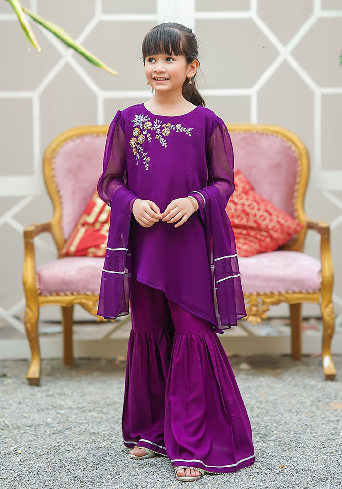 Chiffon Hand Work 3 Pc Suit - Wear Ochre