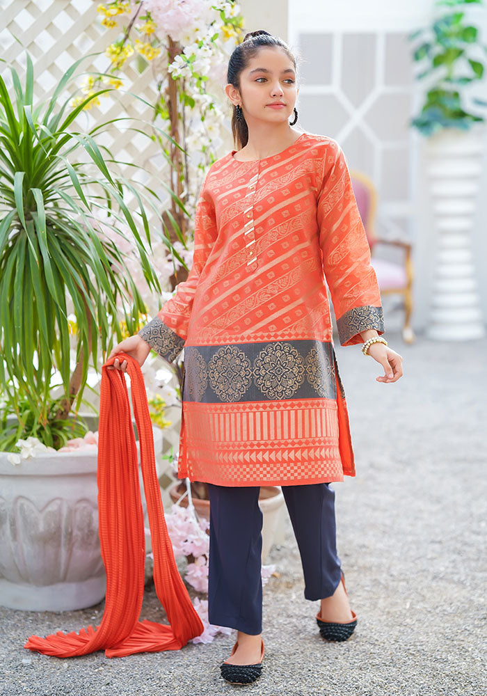 Cotton Jacquard 3 Pc Suit - Wear Ochre