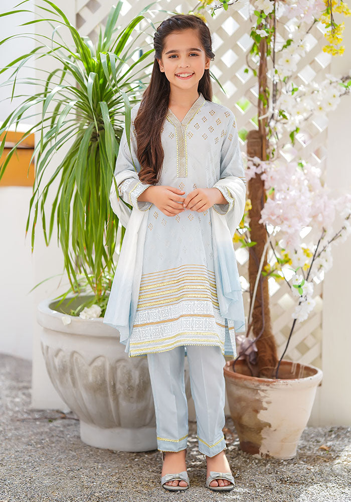 Cotton Silk Block Printed 3 Pc Suit - Wear Ochre