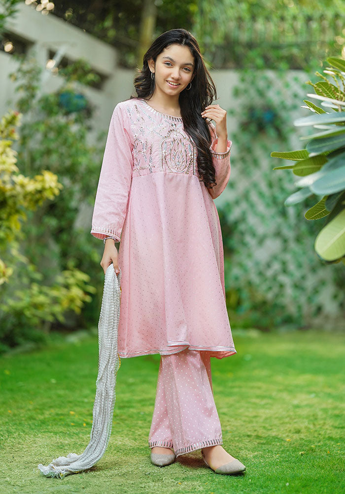 Cotton Embroidered 3 Pc Suit - Wear Ochre