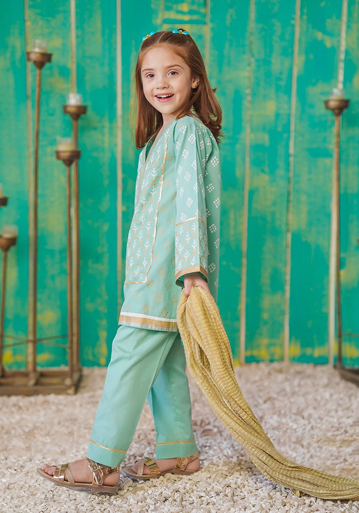 Cotton Printed 3 Pc Suit - Wear Ochre