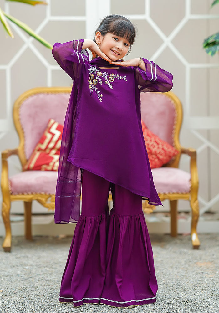 Chiffon Hand Work 3 Pc Suit - Wear Ochre