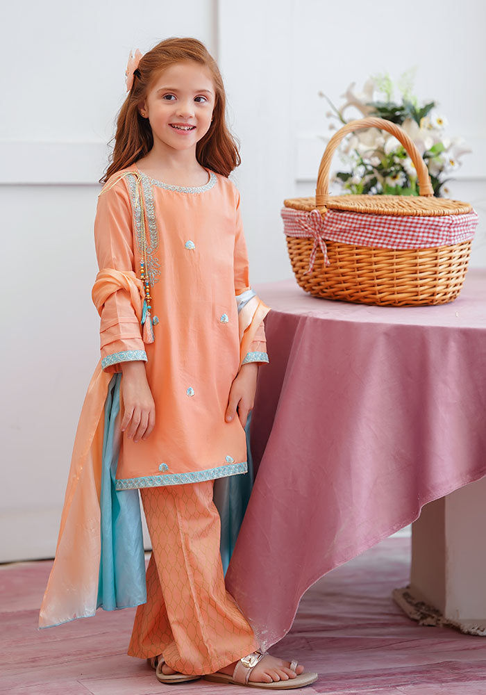 Cotton Embroidered 3 Pc Suit - Wear Ochre