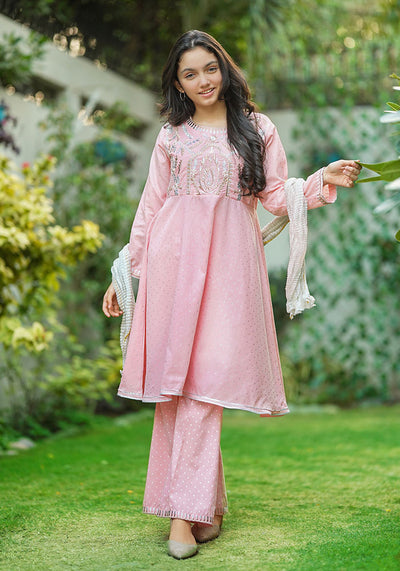Cotton Embroidered 3 Pc Suit