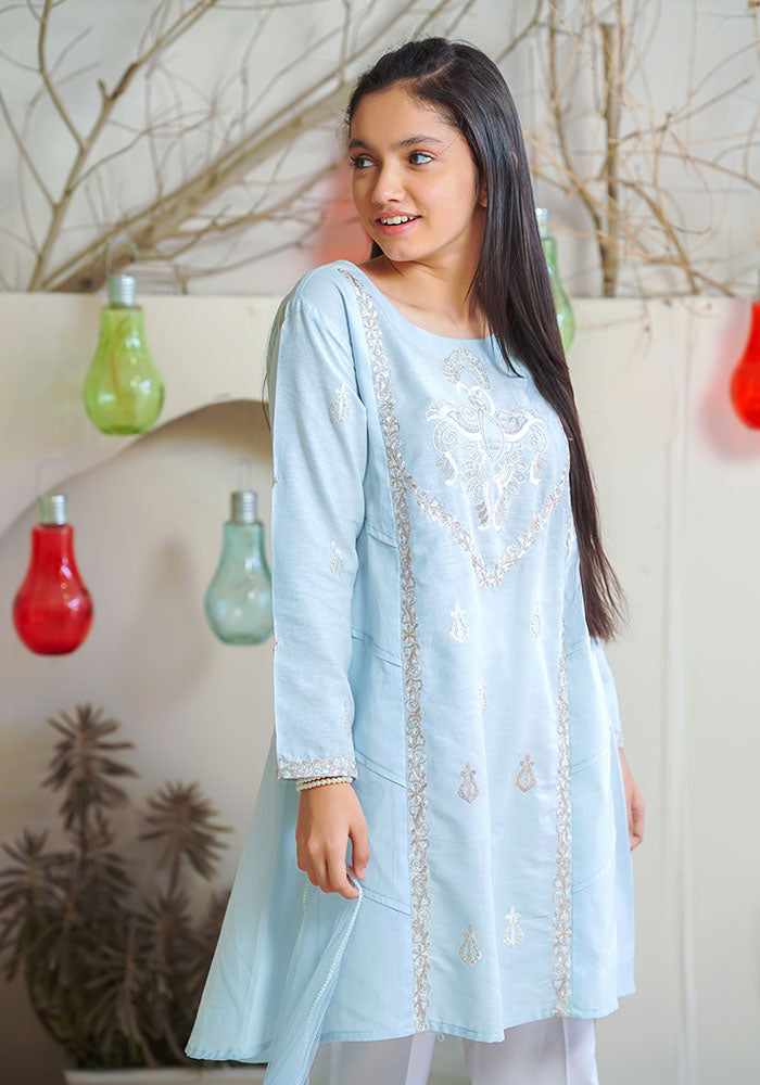 Cotton Embroidered 3 Pc Suit - Wear Ochre