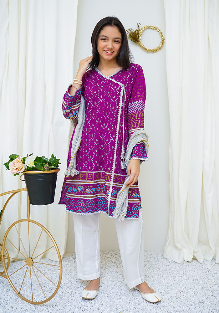 Georgette Printed 3 Pc Suit - Wear Ochre