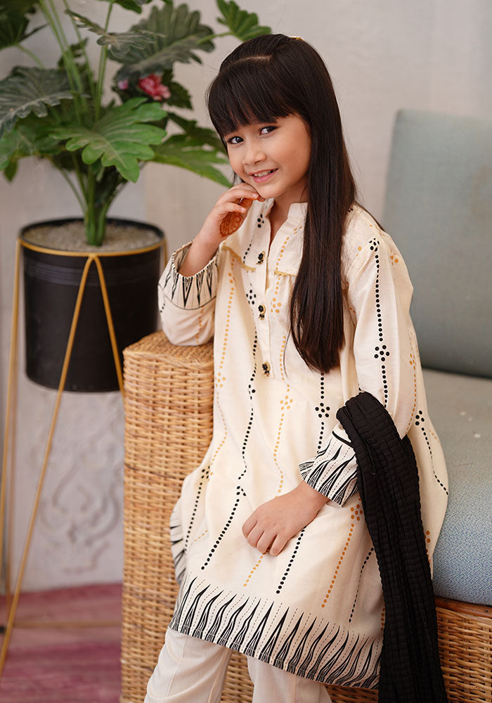 Cotton Printed 3 Pc Suit - Wear Ochre
