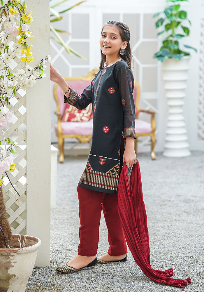 Cotton Jacquard 3 Pc Suit - Wear Ochre
