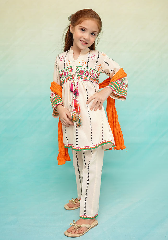 Cotton Printed 3 Pc Suit - Wear Ochre