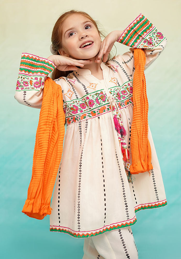Cotton Printed 3 Pc Suit - Wear Ochre
