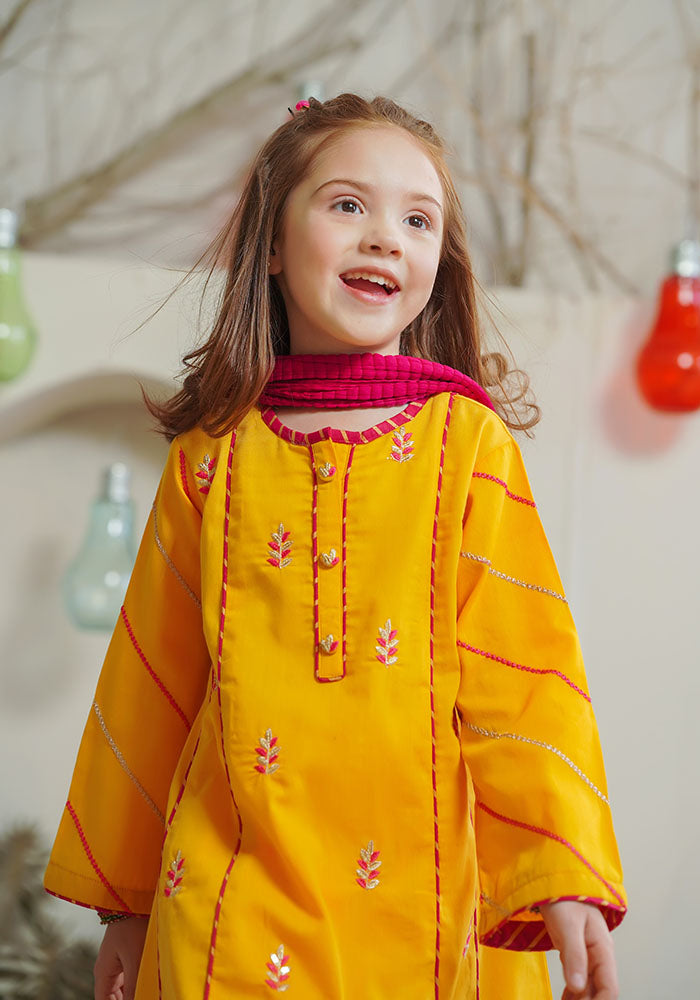 Cotton Embroidered 3 Pc Suit - Wear Ochre