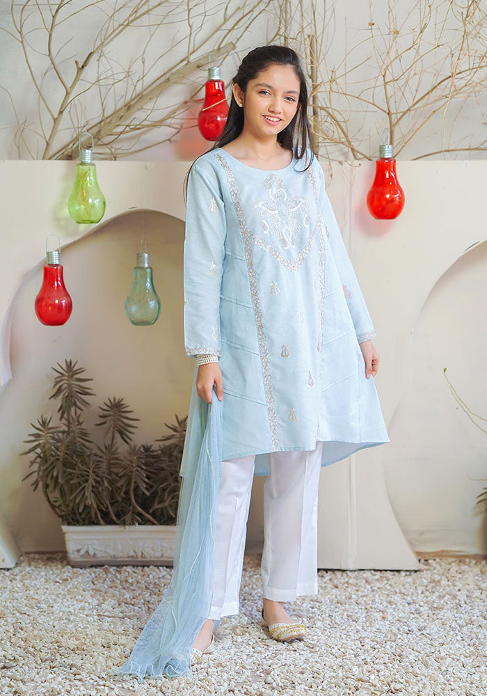 Cotton Embroidered 3 Pc Suit - Wear Ochre