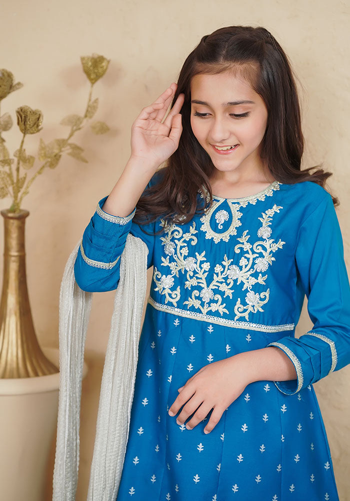 Cotton Embroidered 3 Pc Suit - Wear Ochre