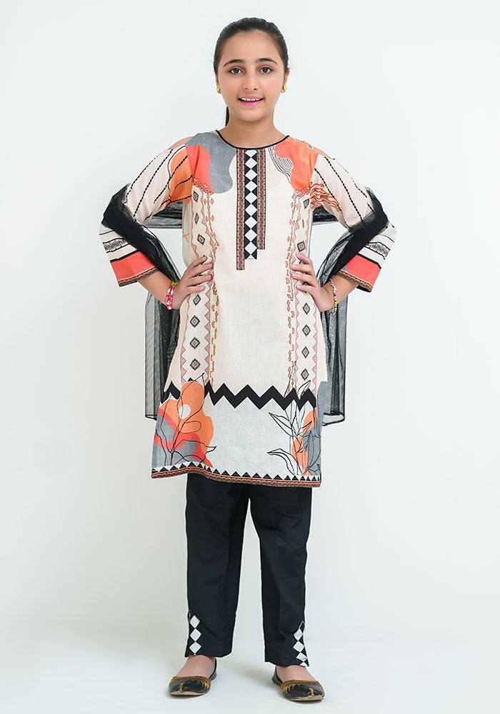 Lawn Digital Printed 3 Pc Suit - Wear Ochre