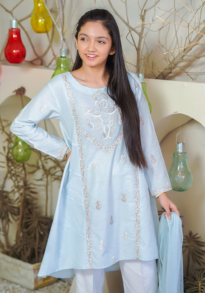 Cotton Embroidered 3 Pc Suit - Wear Ochre