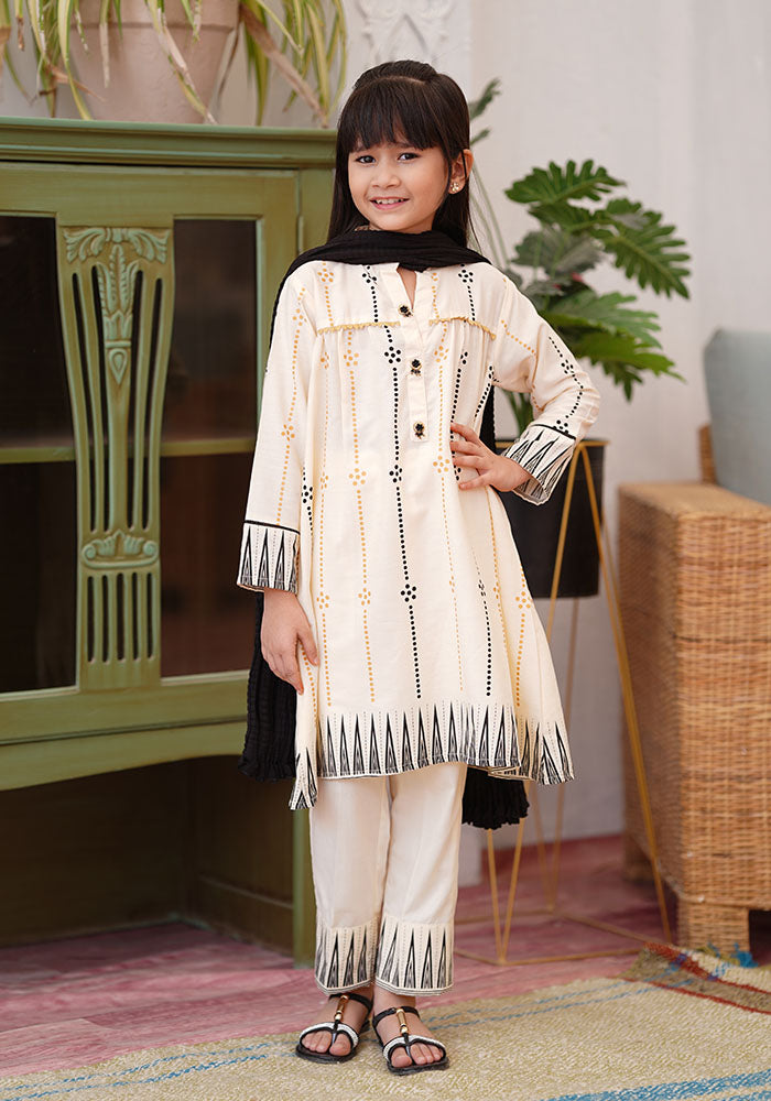 Cotton Printed 3 Pc Suit - Wear Ochre