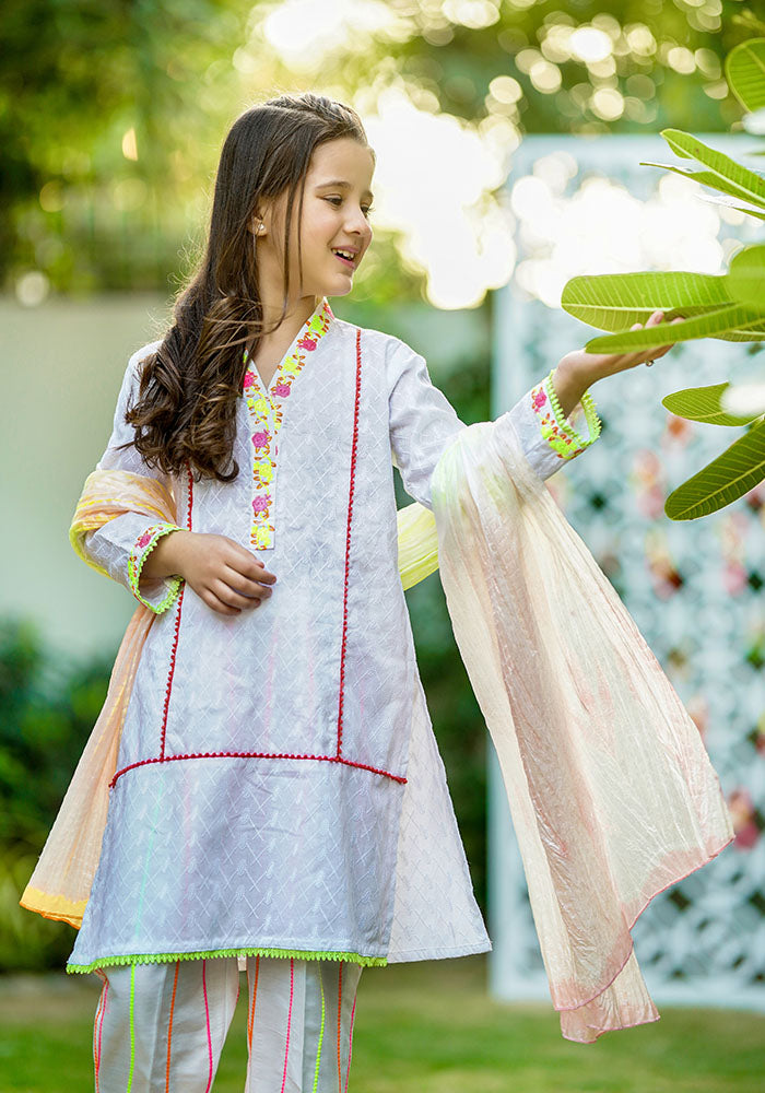 Chikan Kari Embroidered 3 Pc Suit - Wear Ochre