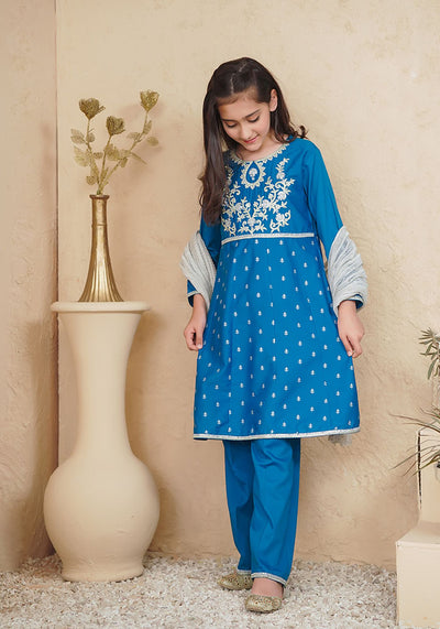 Cotton Embroidered 3 Pc Suit