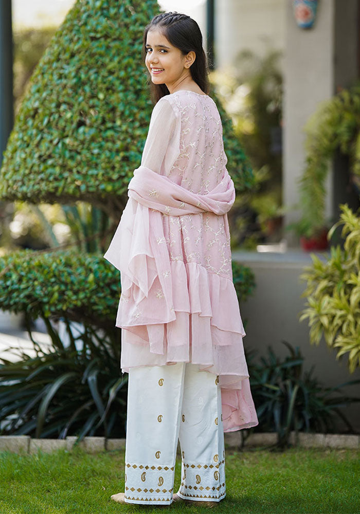 Chiffon Embroidered 3 Pc Suit - Wear Ochre