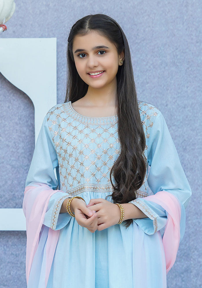 Cotton Embroidered 3 Pc Suit - Wear Ochre