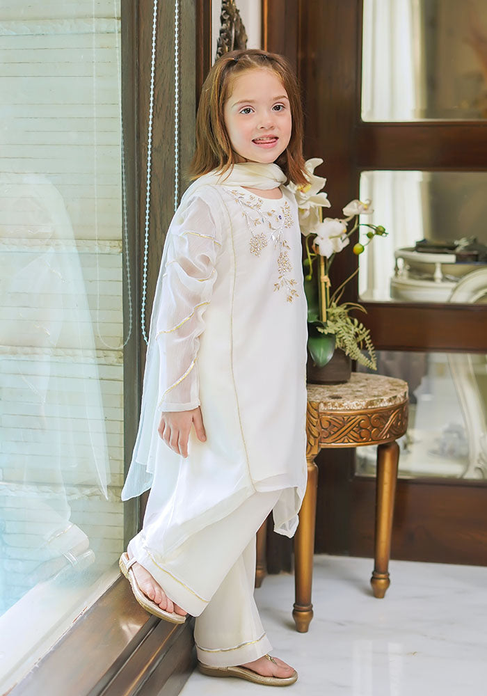 Chiffon Hand Work 3 Pc Suit - Wear Ochre