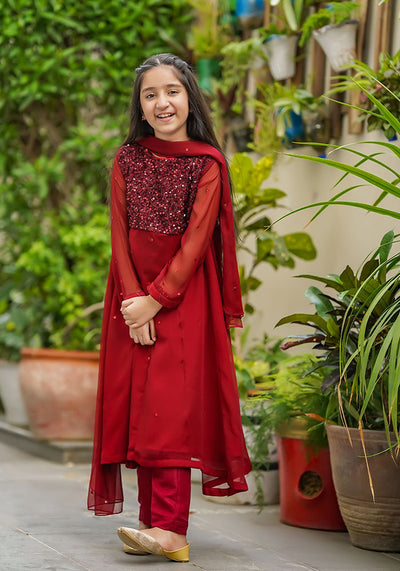 Chiffon Embroidered 3 Pc Suit