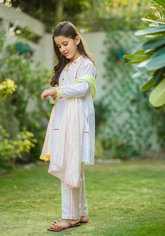 Chikan Kari Embroidered 3 Pc Suit - Wear Ochre