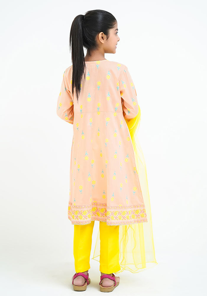 Cotton Printed 3 Pc Suit - Wear Ochre