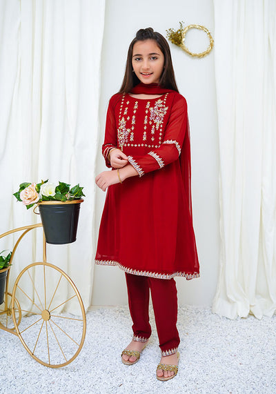 Chiffon Hand Work 3 Pc Suit