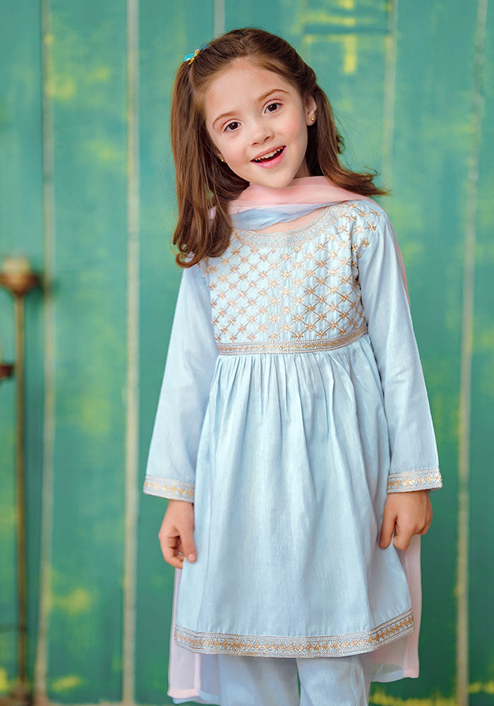 Cotton Embroidered 3 Pc Suit - Wear Ochre