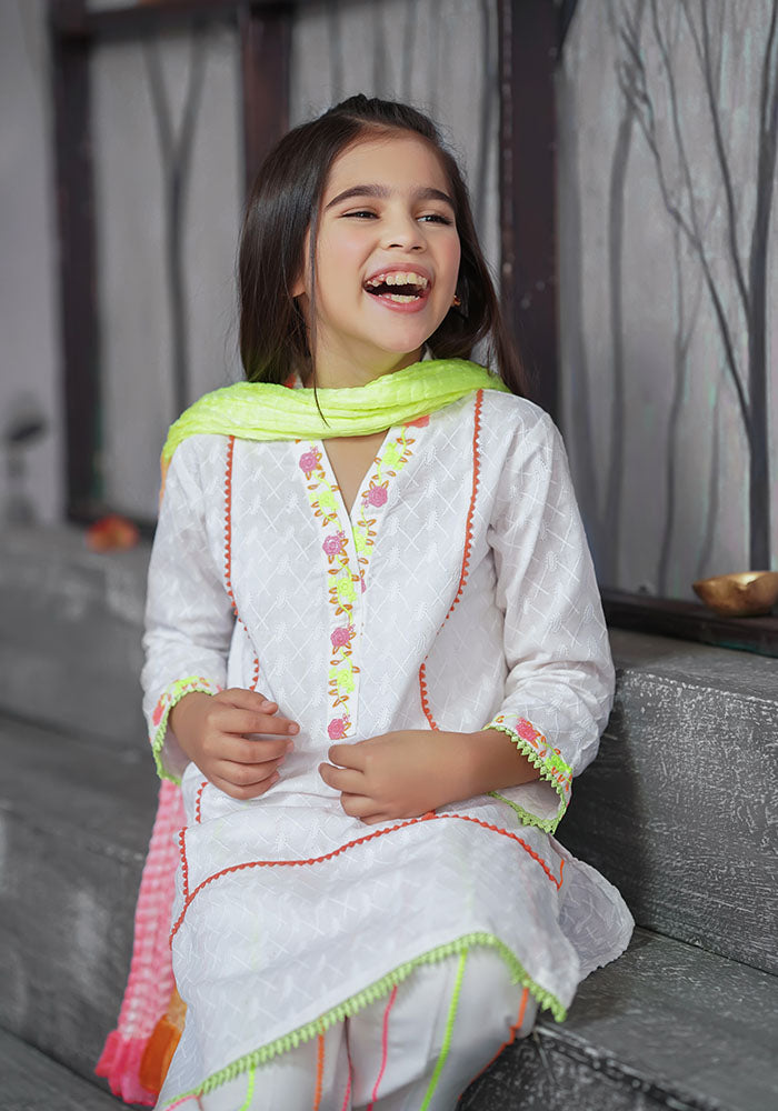 Chikan Kari Embroidered 3 Pc Suit - Wear Ochre