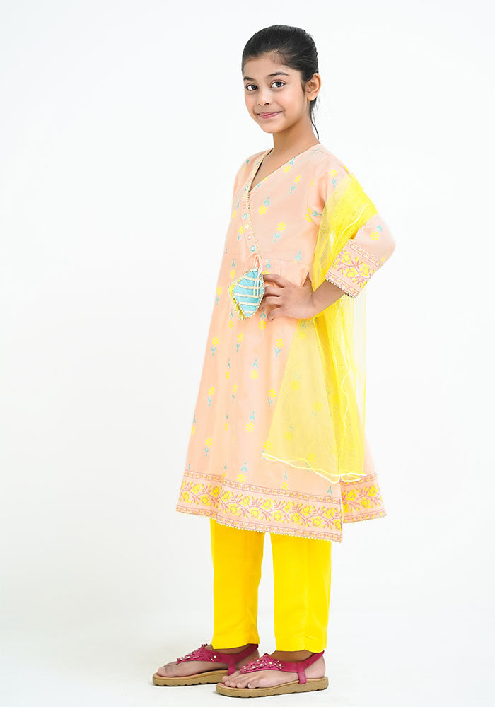 Cotton Printed 3 Pc Suit - Wear Ochre