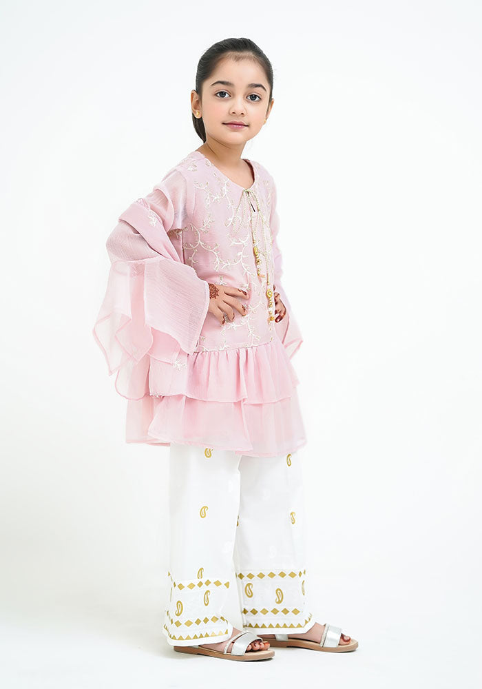 Chiffon Embroidered 3 Pc Suit - Wear Ochre