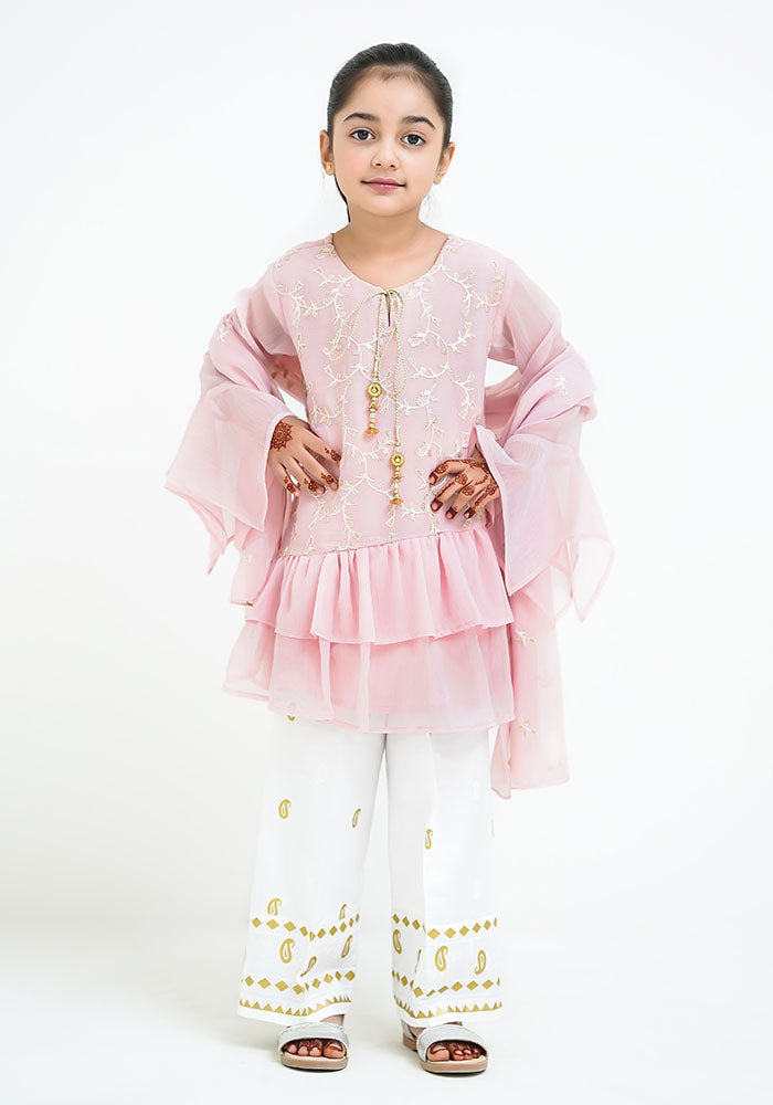 Chiffon Embroidered 3 Pc Suit - Wear Ochre